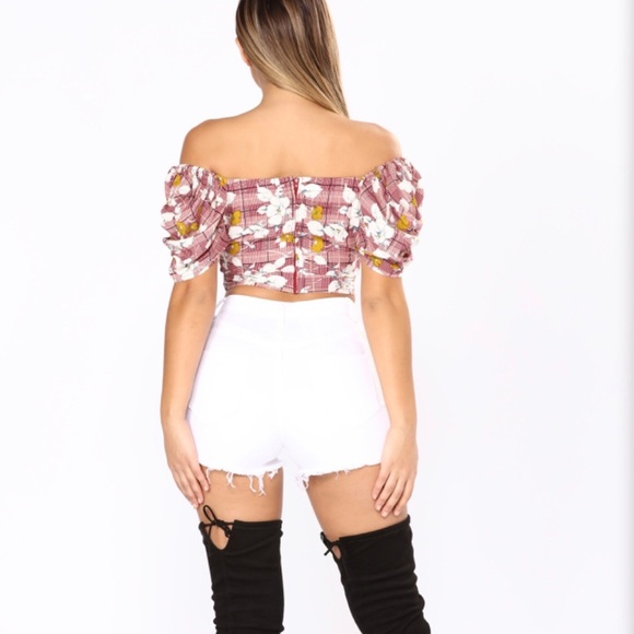 Floral waist tie crop top - Picture 2 of 5
